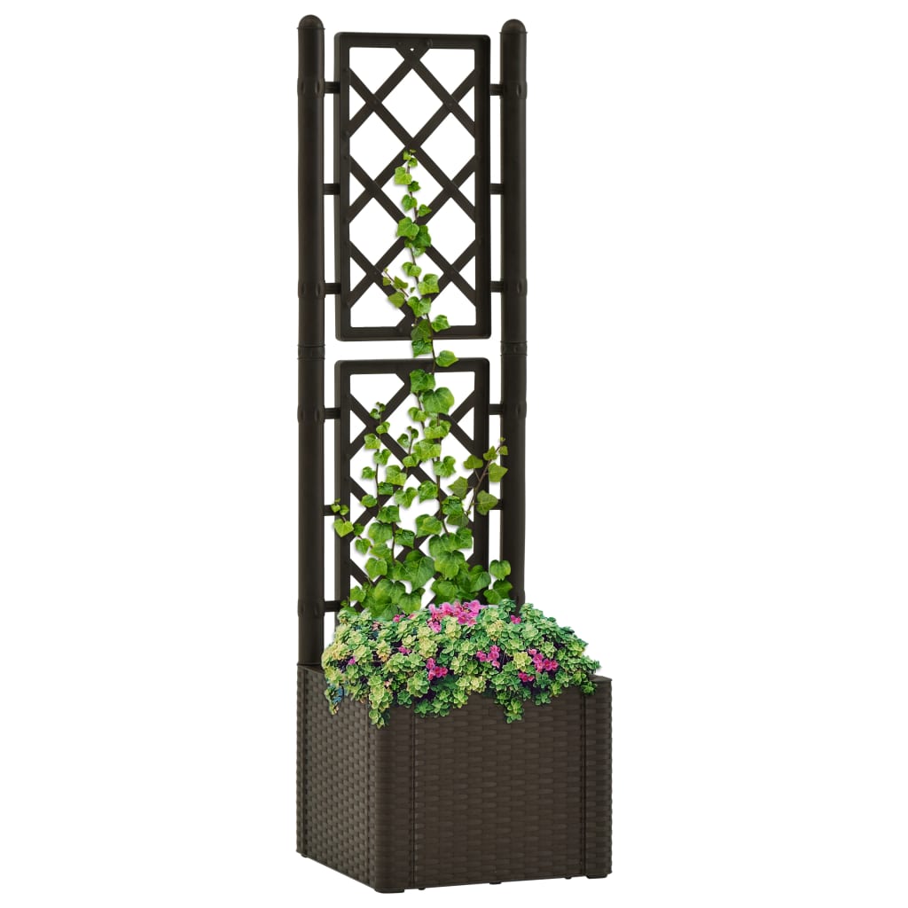 vidaXL Planter Trellis Raised Flower Bed Self Watering System Rattan Look-7