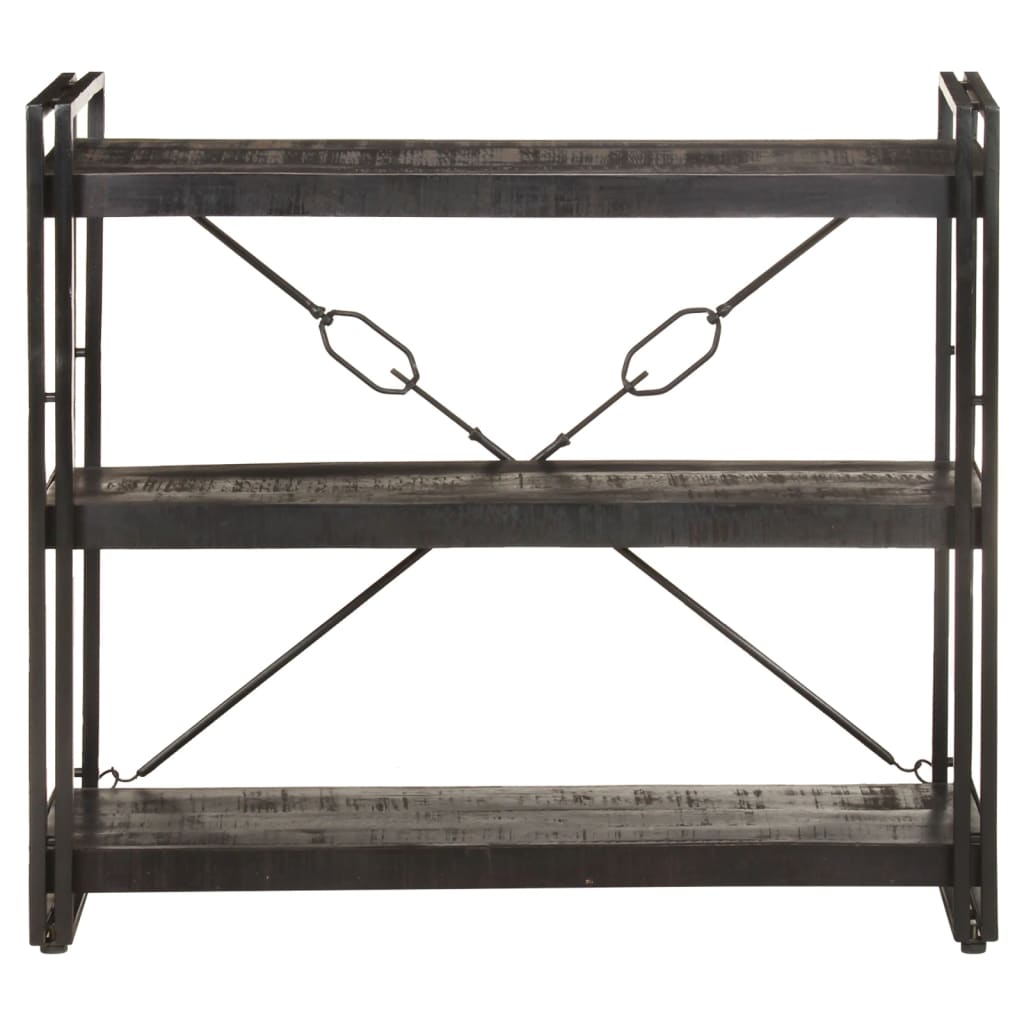 vidaXL 3-Tier Bookcase Black 35.4"x11.8"x31.5" Solid Mango Wood-0