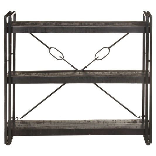 vidaXL 3-Tier Bookcase Black 35.4"x11.8"x31.5" Solid Mango Wood-0