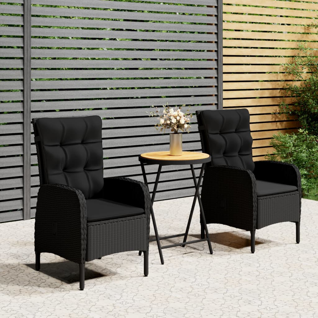 vidaXL Solid Acacia Wood Patio Bistro Set 3 Piece Seat Gray/Gray and Brown-8