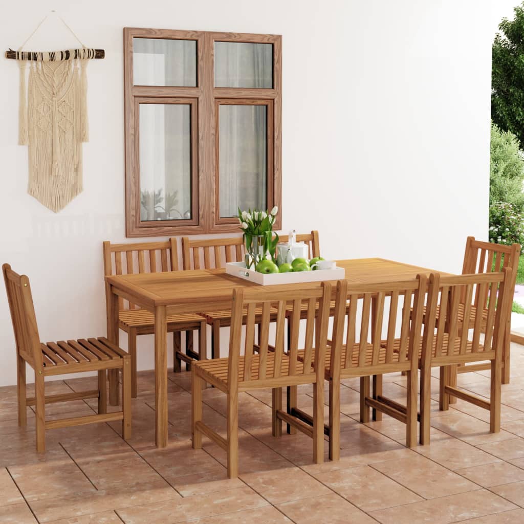 vidaXL 7 Piece Patio Dining Set Solid Teak Wood-5