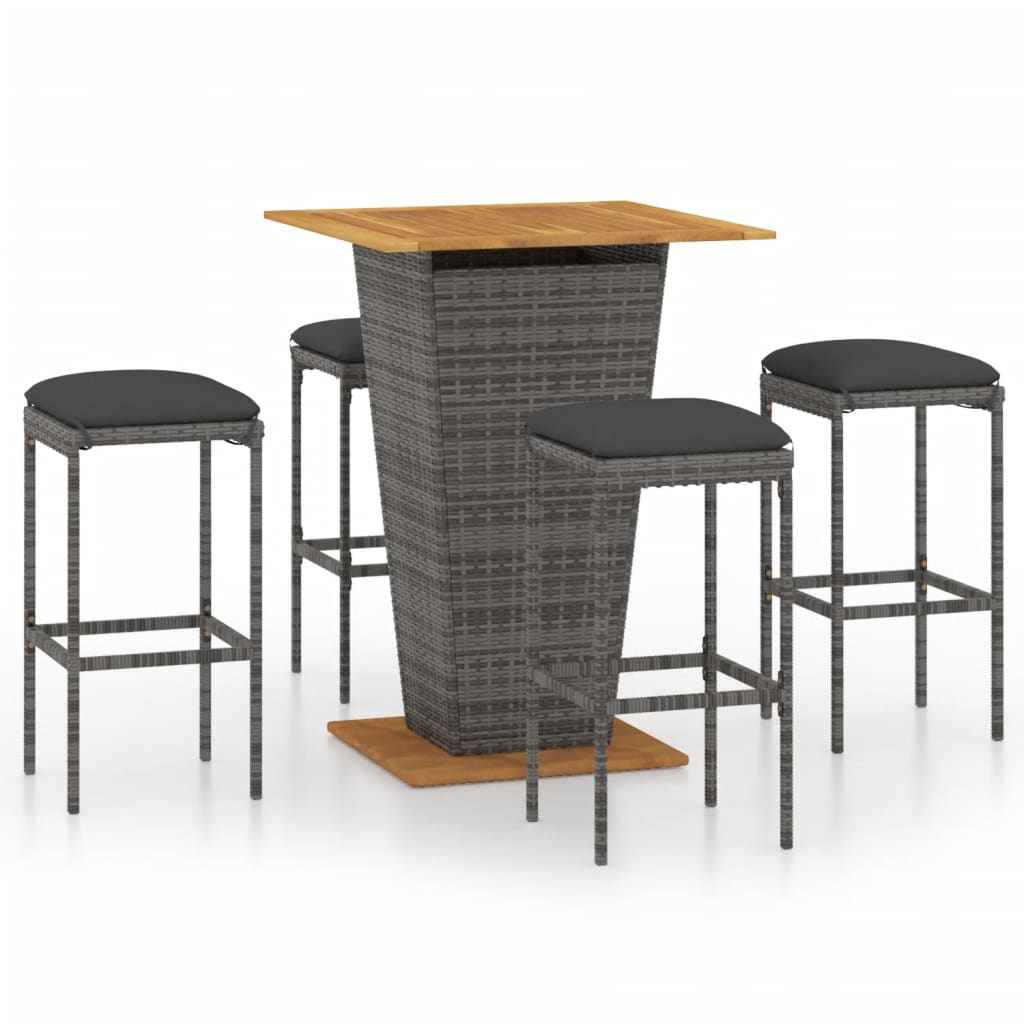 vidaXL Patio Bar Set Seating 3/5/9 Piece Black/Gray 23.6"/31.5" Table Length-9