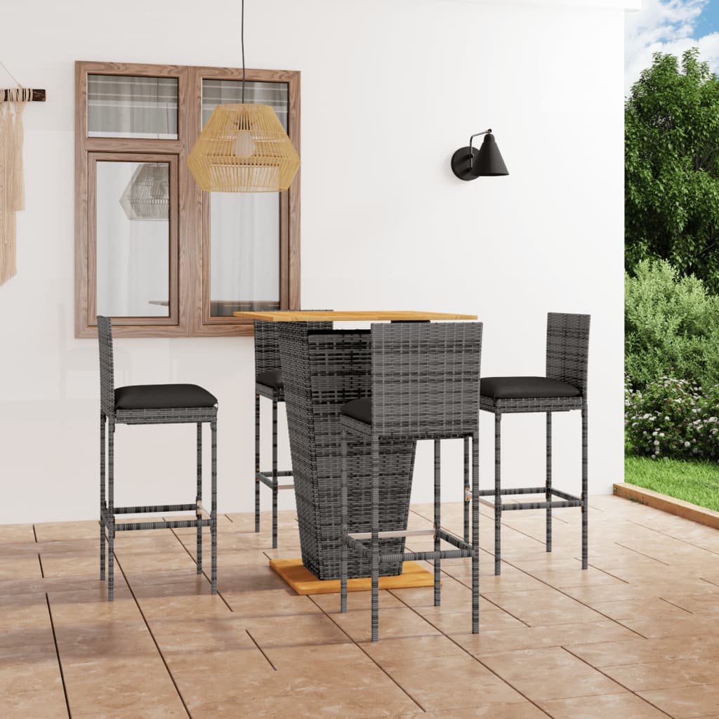 vidaXL Patio Bar Set Seating 3/5/9 Piece Black/Gray 23.6"/31.5" Table Length-9