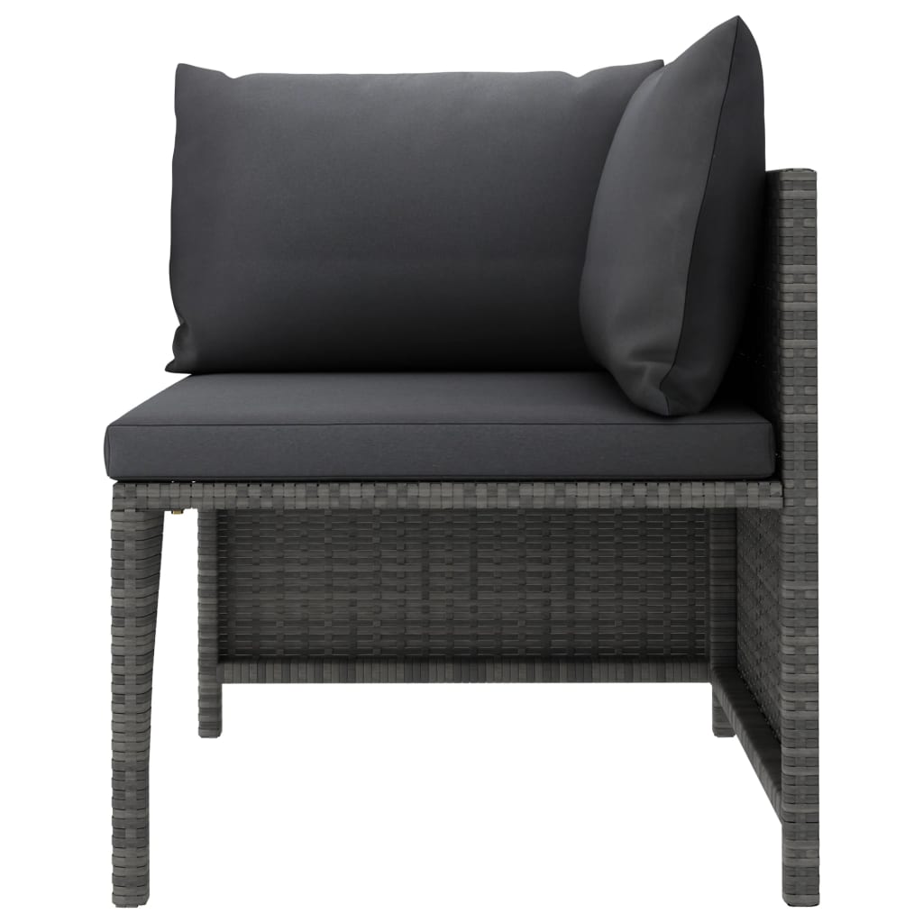 vidaXL 9 Piece Patio Lounge Set with Cushions Poly Rattan Gray-4