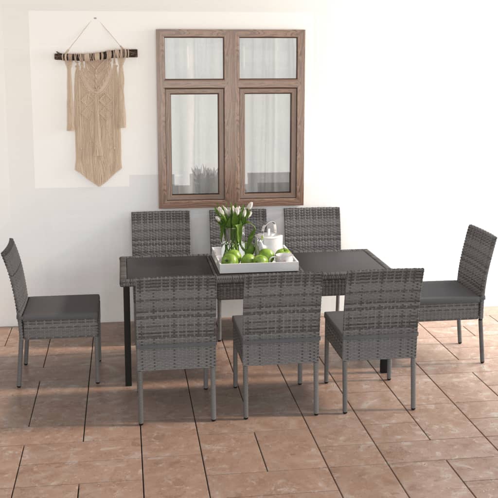 vidaXL Patio Dining Set Dining Table and Chairs Furniture Set Poly Rattan-8