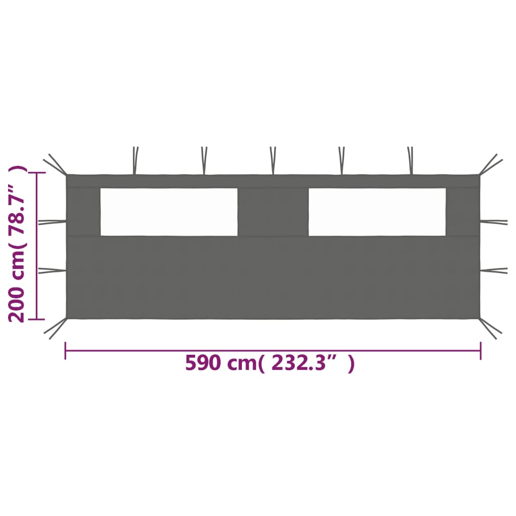 vidaXL Canopy Sidewall Patio Pavilion Panel Walls Gazebo Sidewall with Windows-2