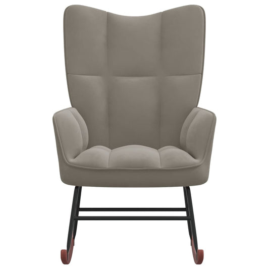 vidaXL Rocking Chair Light Gray Velvet-0