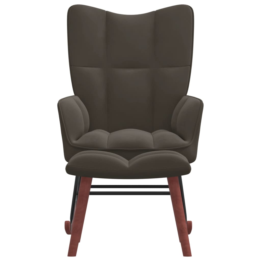vidaXL Rocking Chair with Ottoman Dark Gray Velvet-0