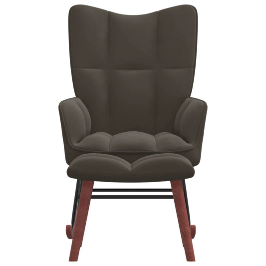 vidaXL Rocking Chair with Ottoman Dark Gray Velvet-0