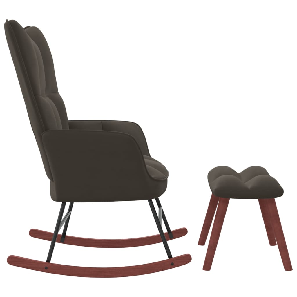 vidaXL Rocking Chair with Ottoman Dark Gray Velvet-1