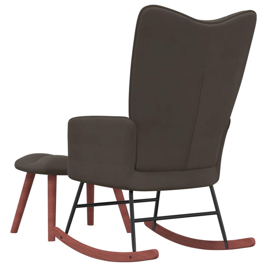 vidaXL Rocking Chair with Ottoman Dark Gray Velvet-2