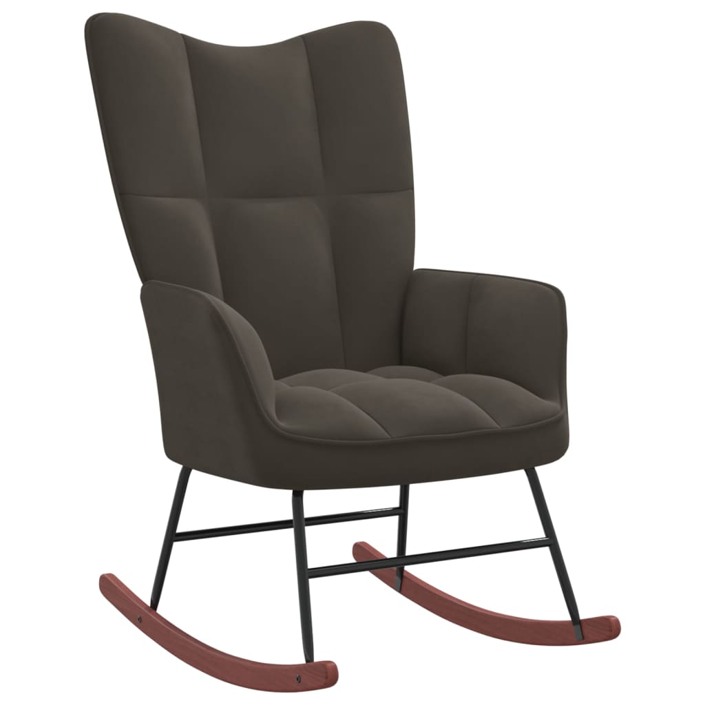 vidaXL Rocking Chair with Ottoman Dark Gray Velvet-3