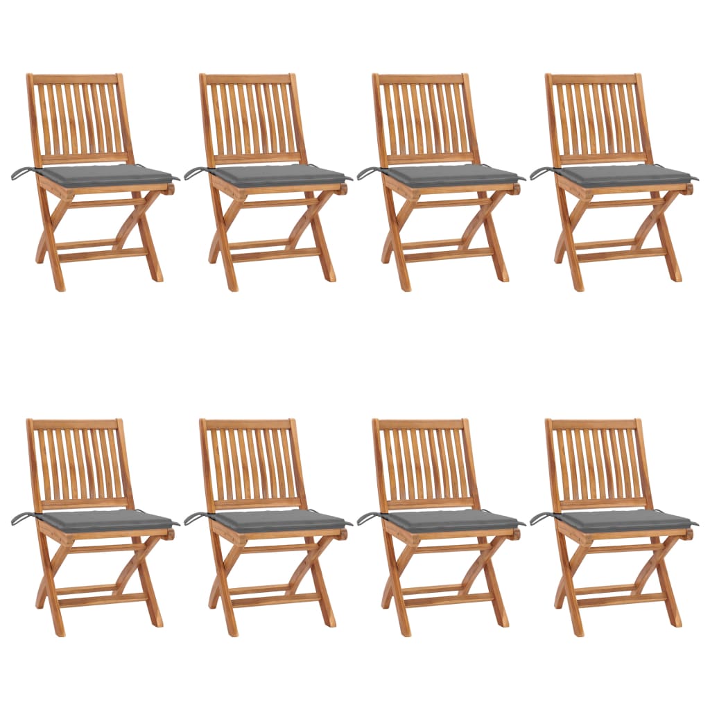 vidaXL Patio Chairs 2 pcs with Anthracite Cushions Solid Teak Wood-6
