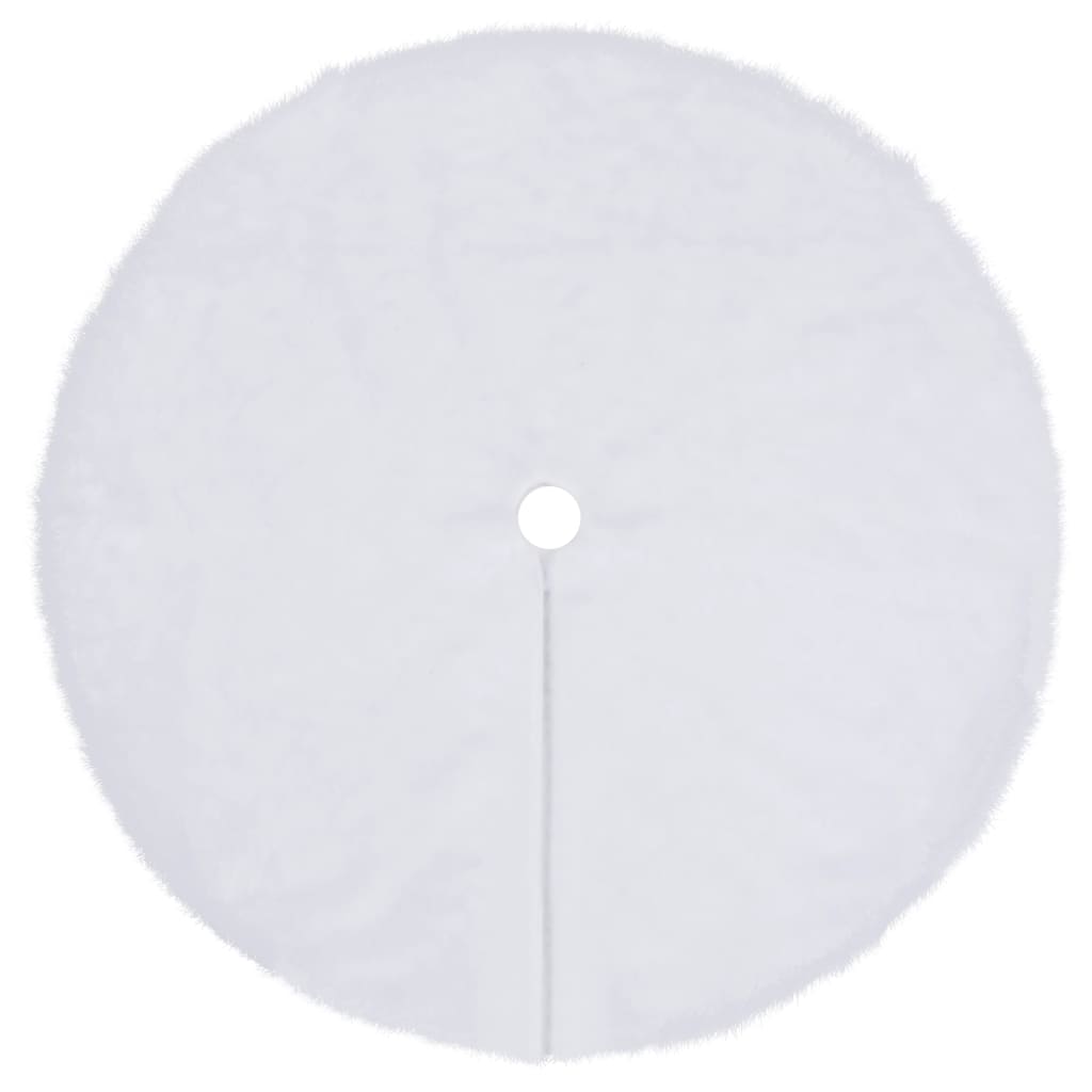 vidaXL Christmas Tree Skirt Decoration Artificial Tree Mat White Faux Fur-3