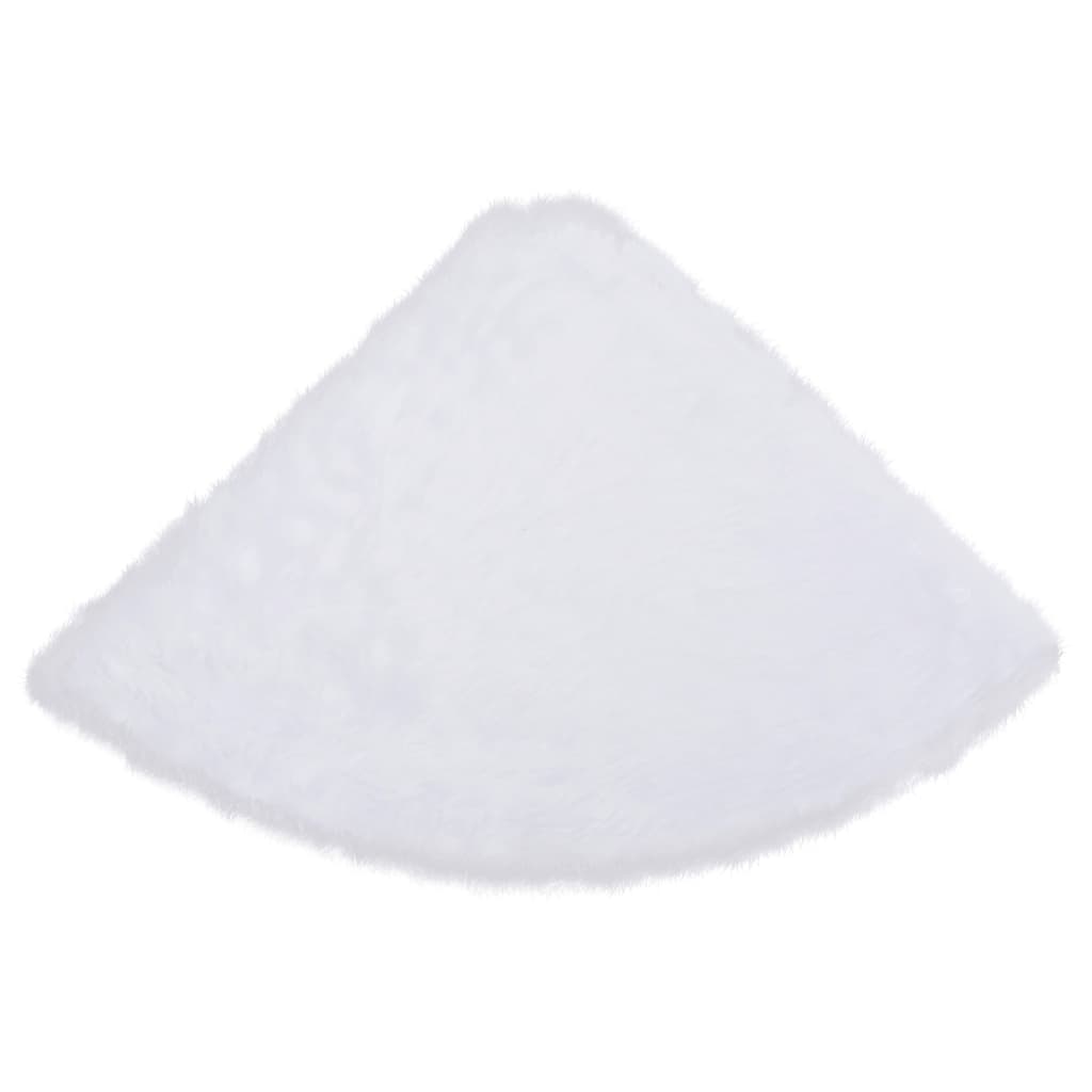 vidaXL Christmas Tree Skirt Decoration Artificial Tree Mat White Faux Fur-0