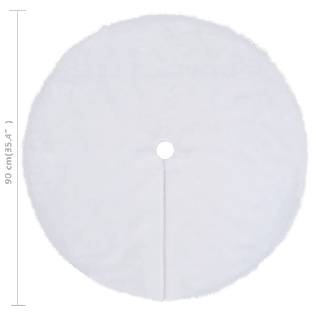 vidaXL Christmas Tree Skirt Decoration Artificial Tree Mat White Faux Fur-2