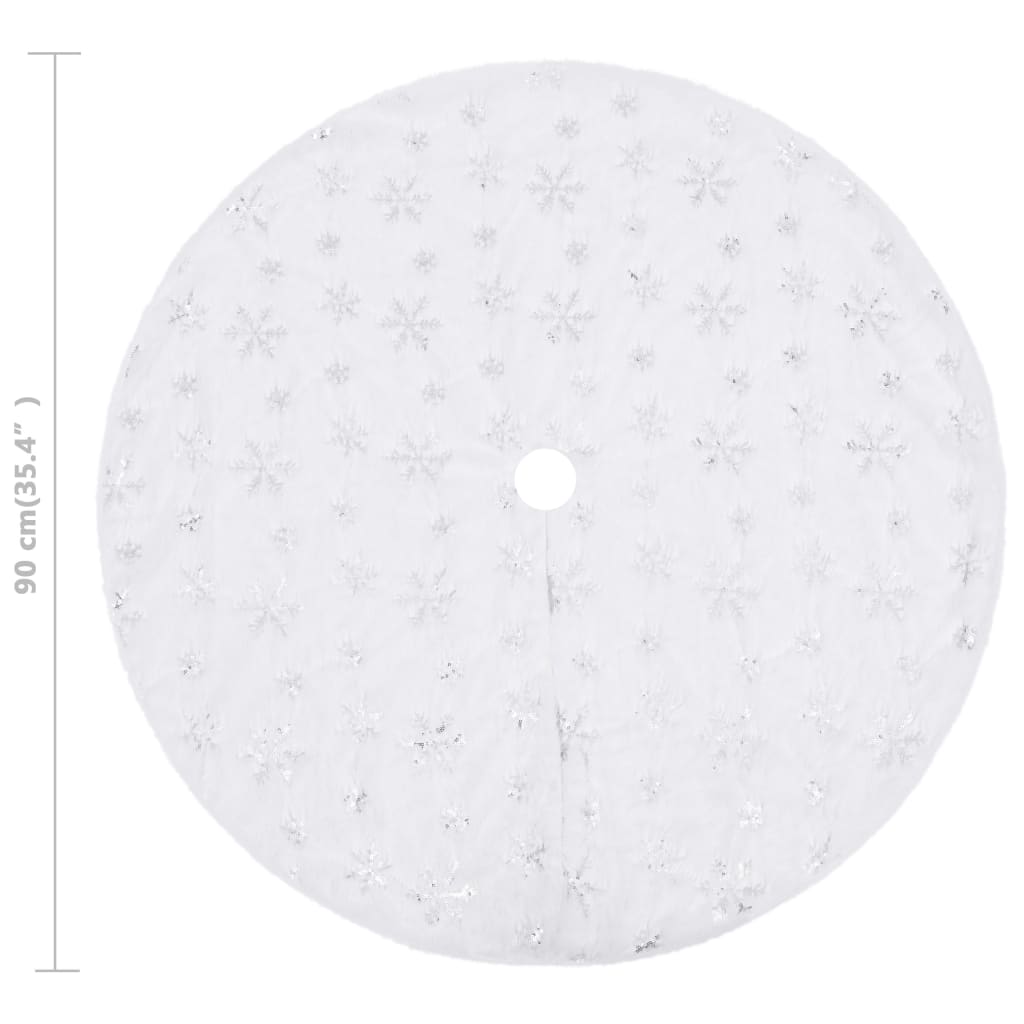 vidaXL Christmas Tree Skirt Artificial Xmas Tree Mat Luxury White Faux Fur-3
