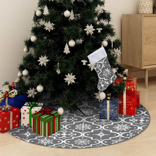 vidaXL Christmas Tree Skirt Artificial Xmas Tree Mat with Sock Luxury Fabric-10