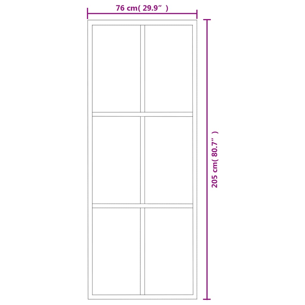 vidaXL Sliding Door ESG Glass and Aluminum 29.9"x80.7" Black-4