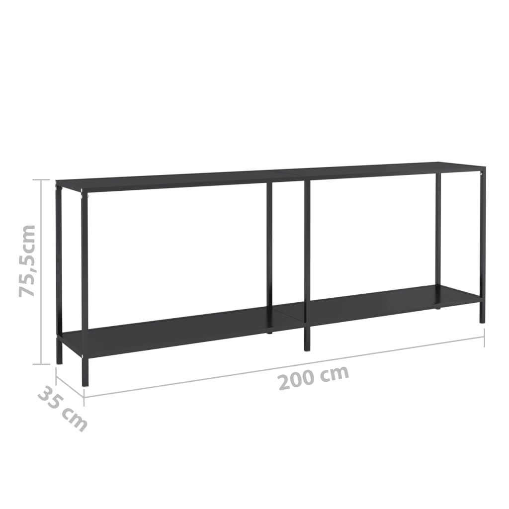vidaXL Console Table Accent Side Table with Steel Frame Black Tempered Glass-4