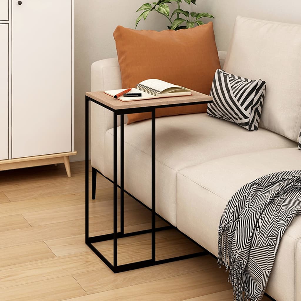 vidaXL Side Table Black 15.7"x11.8"x23.2" Engineered Wood-0