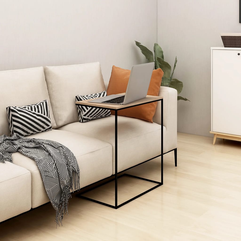 vidaXL Side Table Black 21.7"x13.8"x26" Engineered Wood-0