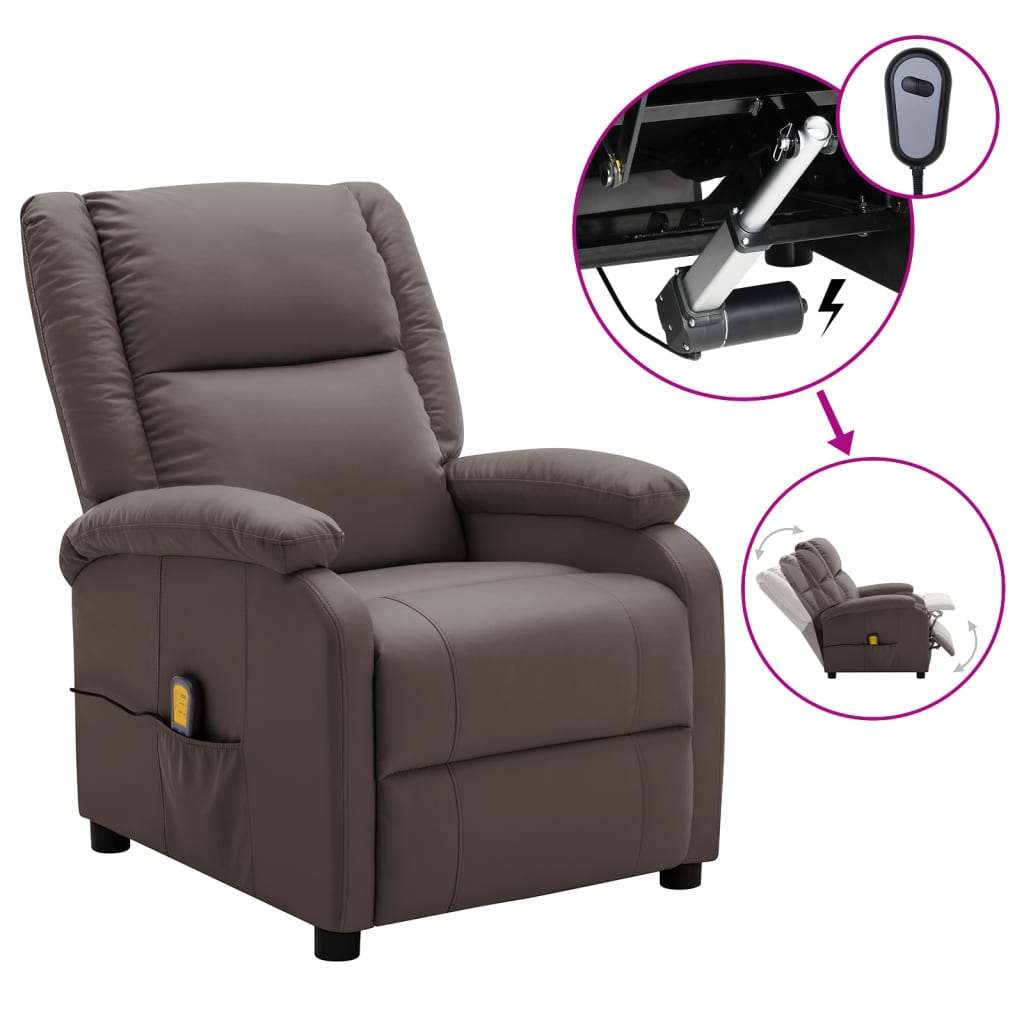vidaXL Massage Chair Massaging Recliner Push Chair for Elderly Faux Leather-3