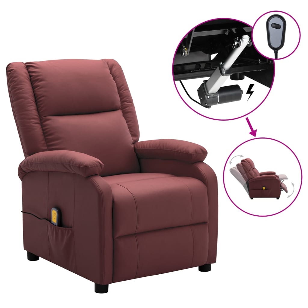 vidaXL Massage Chair Massaging Recliner Push Chair for Elderly Faux Leather-1
