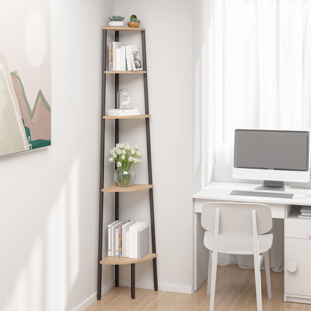 vidaXL 5-Tier Corner Shelf Storage Display Bookshelf for Home Living Room-6