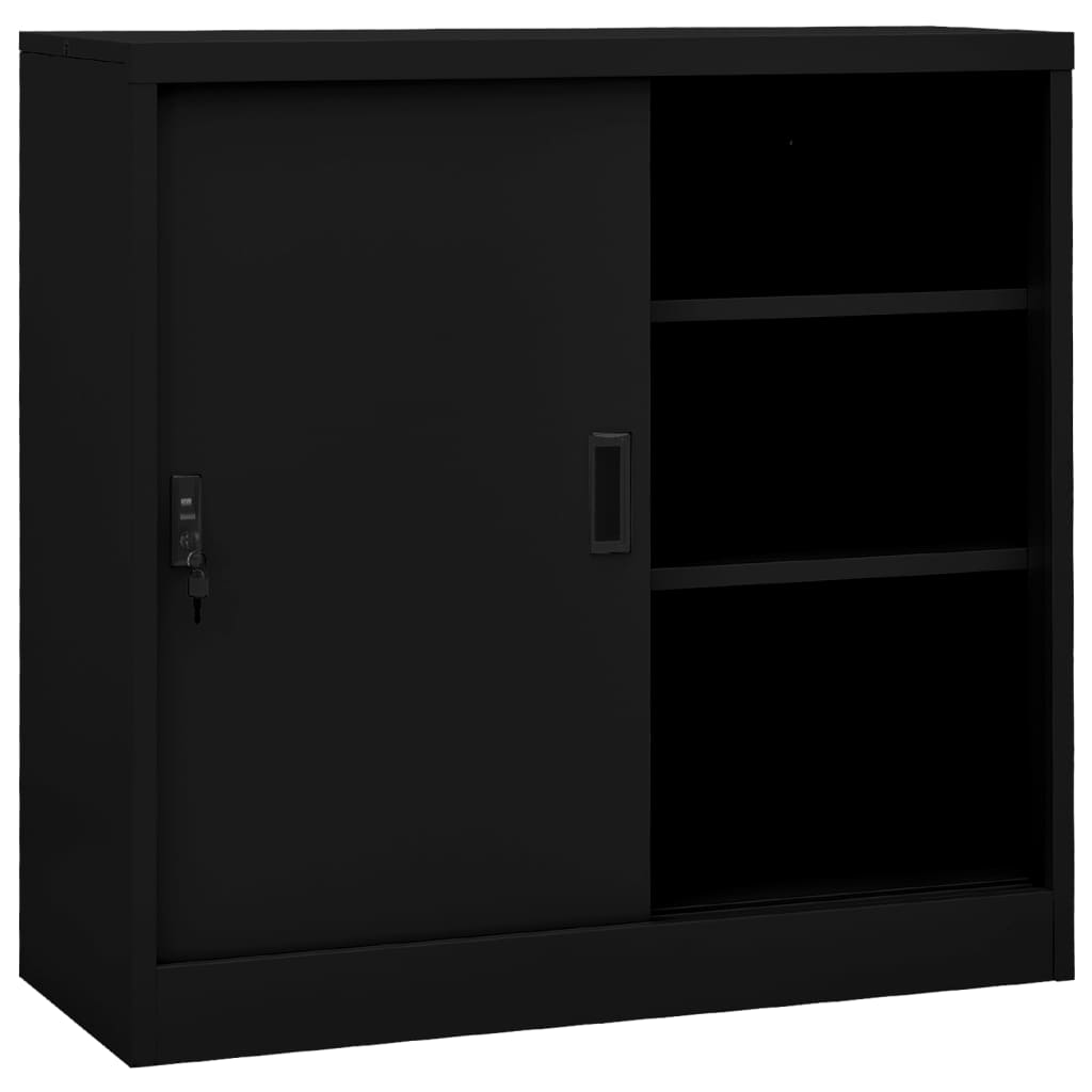 vidaXL Office Cabinet with Sliding Door Anthracite 35.4"x15.7"x35.4" Steel-6