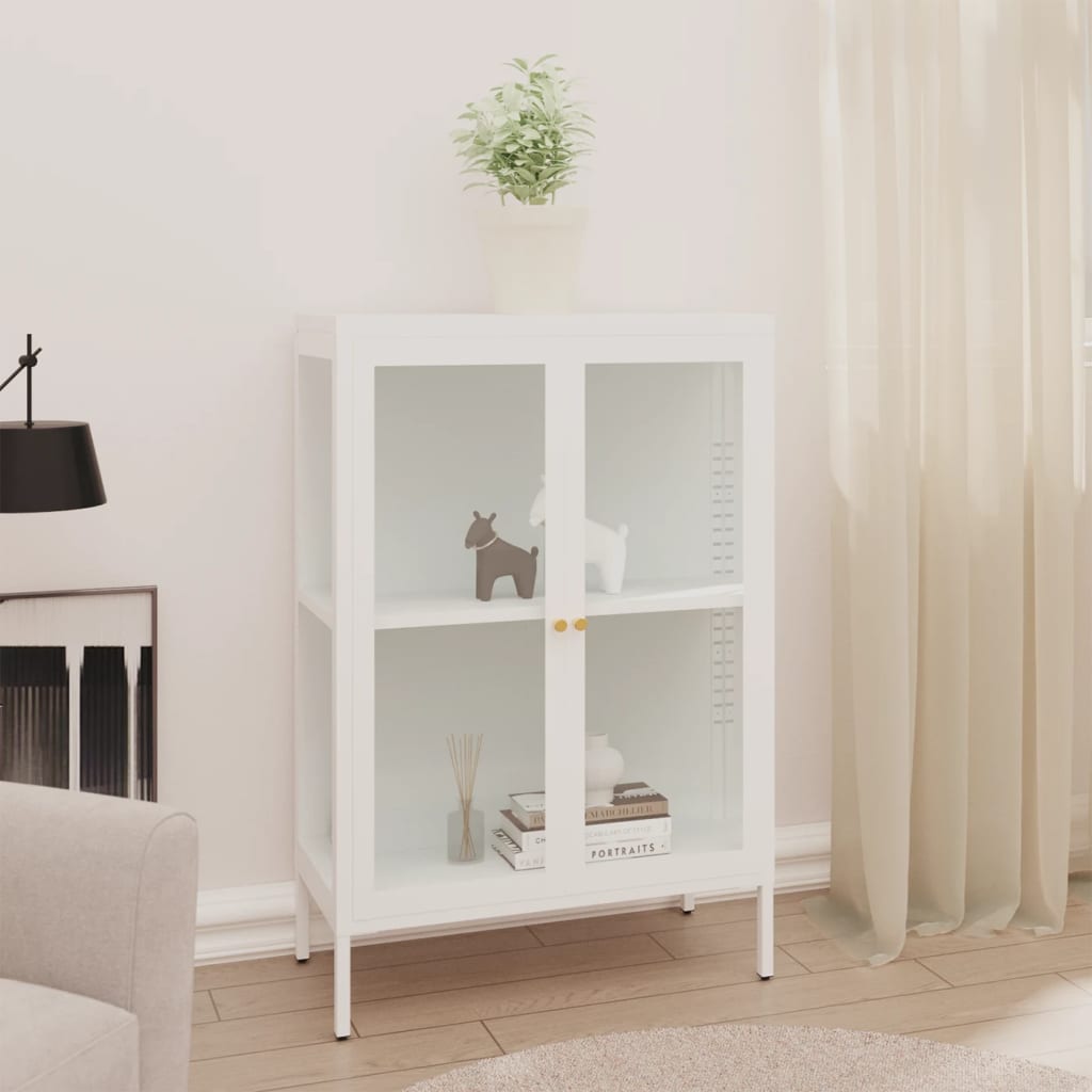 vidaXL Sideboard Storage Side Table for Living Room Bedroom Steel and Glass-4