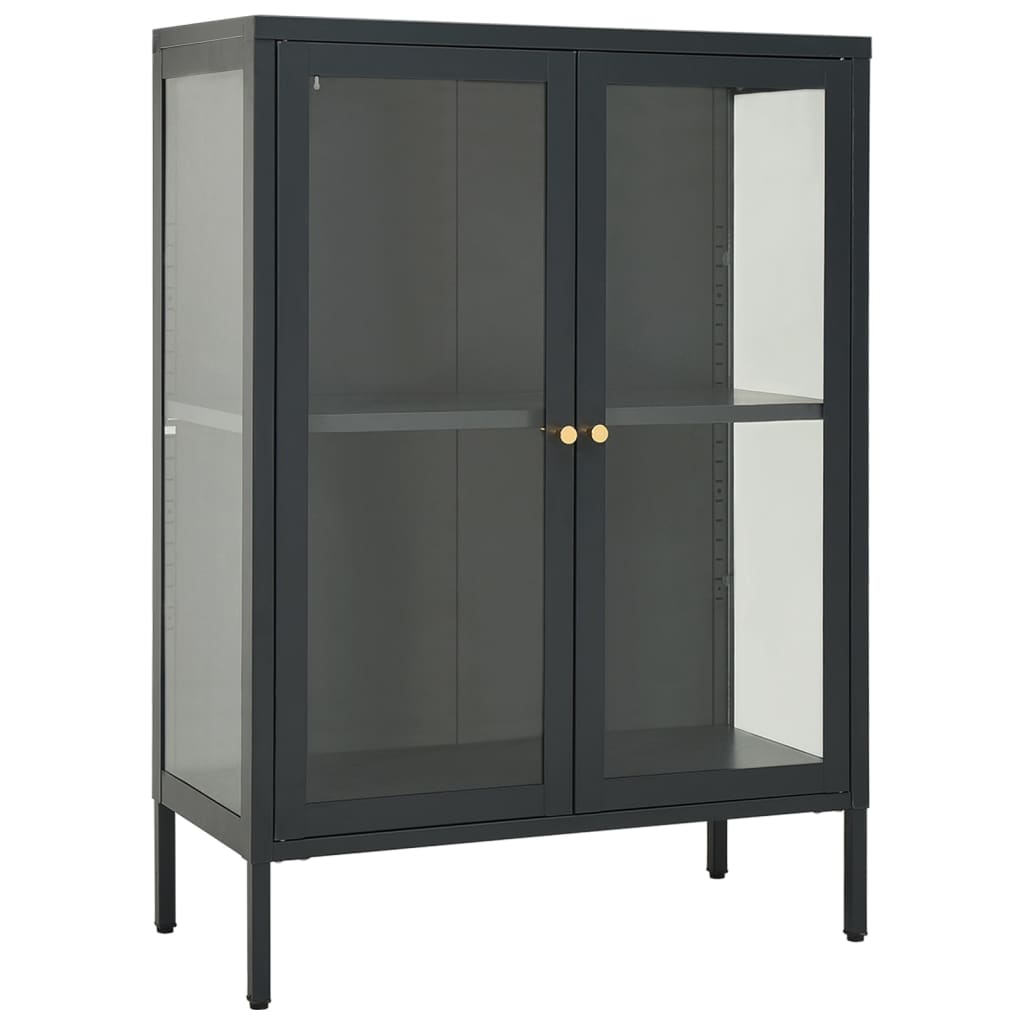 vidaXL Sideboard Storage Side Table for Living Room Bedroom Steel and Glass-1