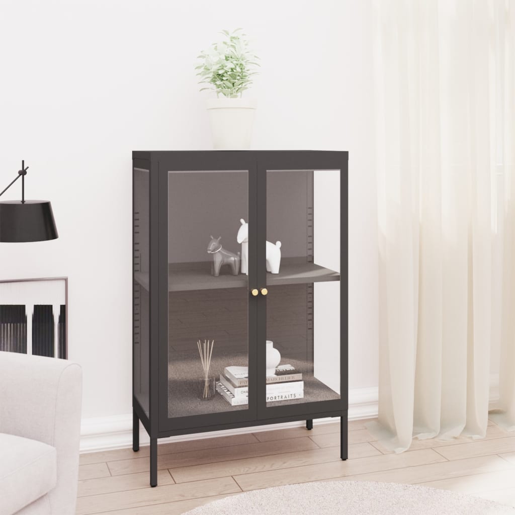 vidaXL Sideboard Storage Side Table for Living Room Bedroom Steel and Glass-5