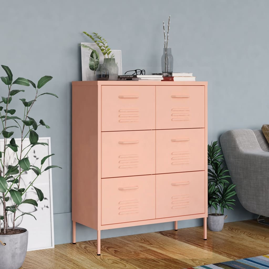 vidaXL Drawer Cabinet Freestanding Storage File Cabinet for Home Office Steel-12