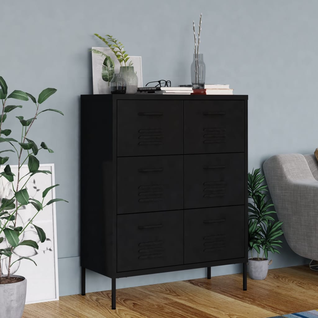 vidaXL Drawer Cabinet Freestanding Storage File Cabinet for Home Office Steel-6