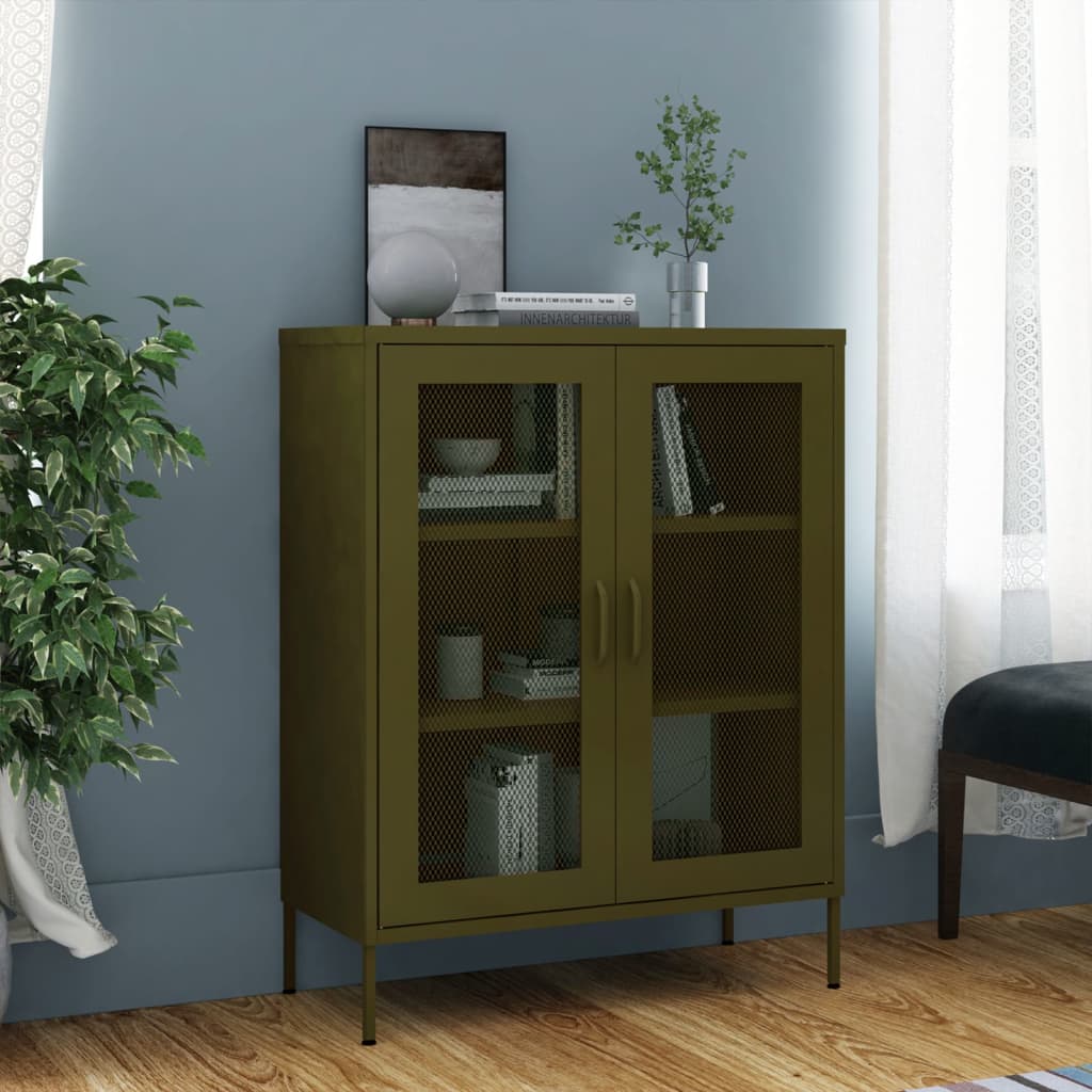 vidaXL Storage Cabinet Sideboard Filing Cabinet with Shelves for Hallway Steel-6
