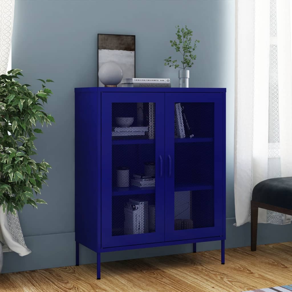 vidaXL Storage Cabinet Sideboard Filing Cabinet with Shelves for Hallway Steel-7