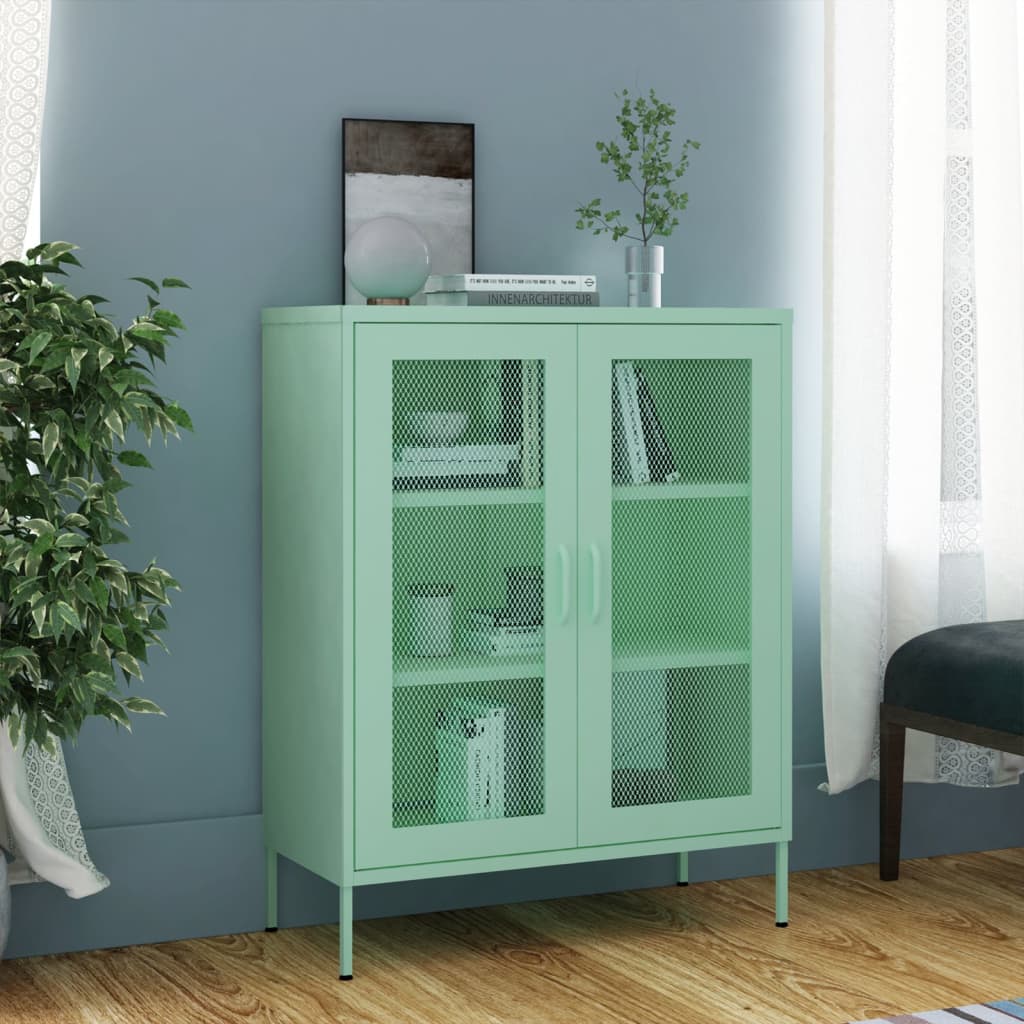 vidaXL Storage Cabinet Sideboard Filing Cabinet with Shelves for Hallway Steel-11