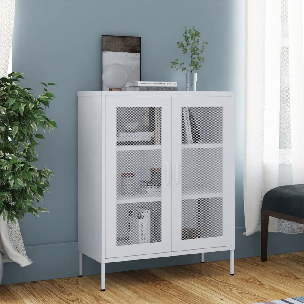 vidaXL Storage Cabinet Sideboard Filing Cabinet with Shelves for Hallway Steel-5