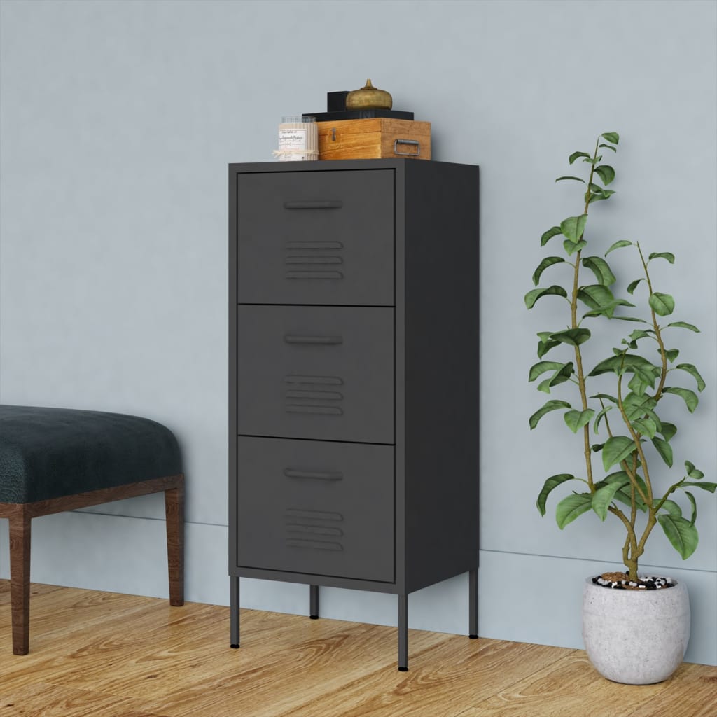 vidaXL Storage Cabinet Freestanding File Cabinet with Drawers for Office Steel-5