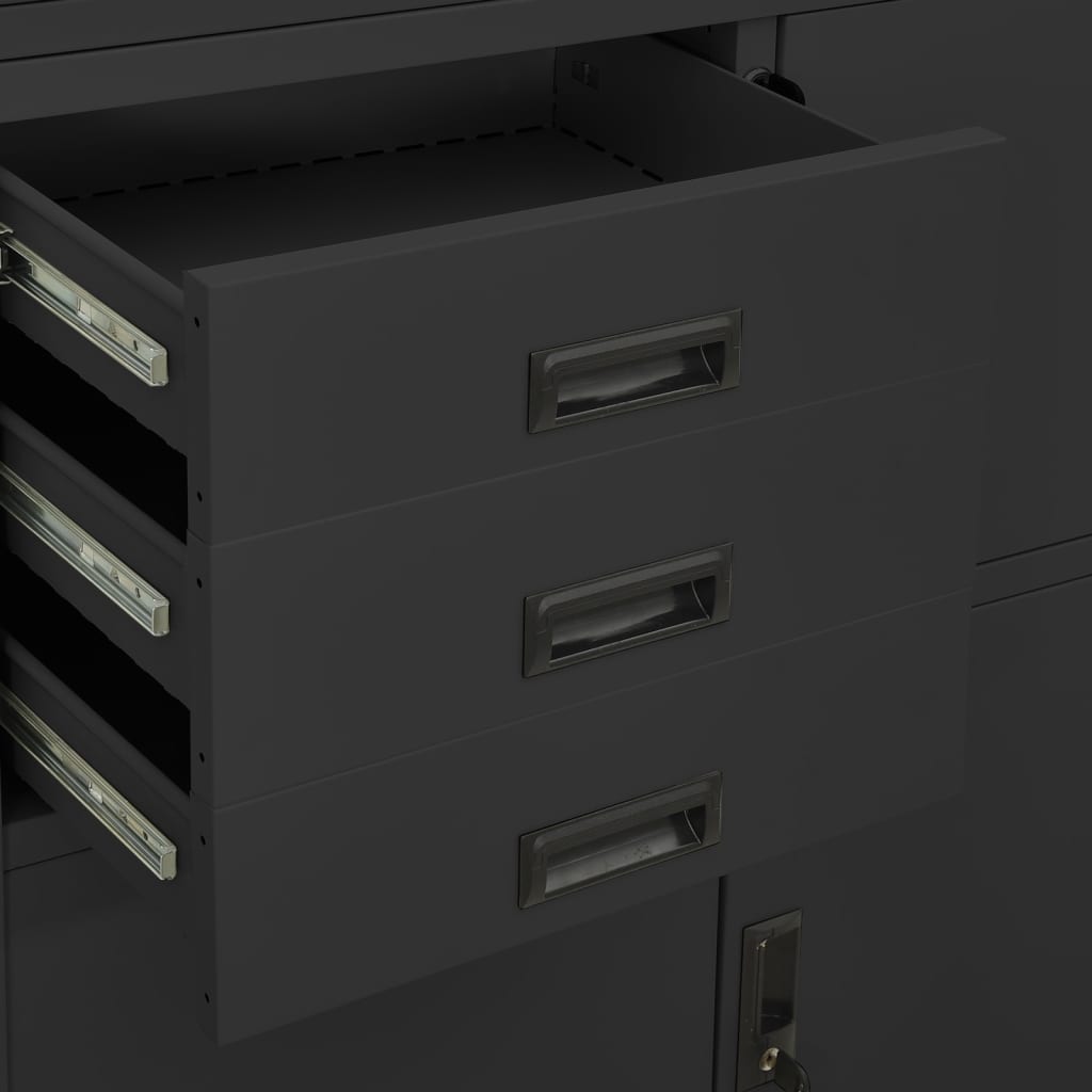 vidaXL Filing Cabinet Storage File Cabinet with Shelves for Living Room Steel-1