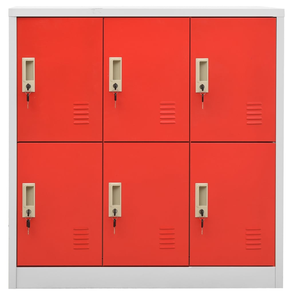vidaXL Locker Cabinet Light Gray and Red 35.4"x17.7"x36.4" Steel-2