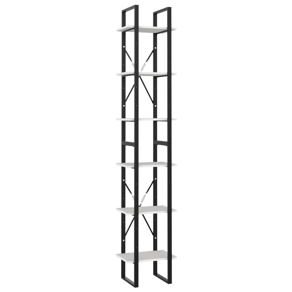 vidaXL 6-Tier Book Cabinet White 15.7"x11.8"x82.7" Engineered Wood-1