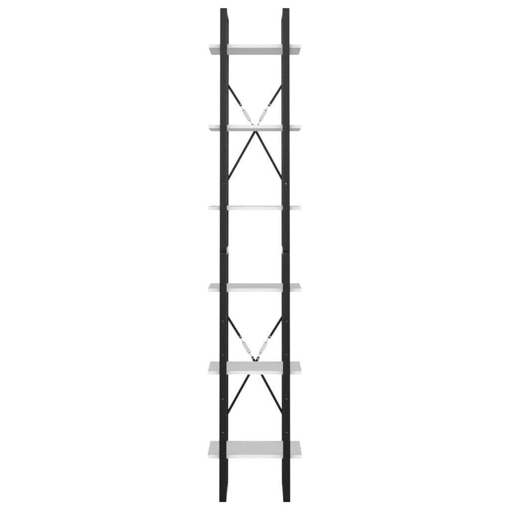 vidaXL 6-Tier Book Cabinet White 15.7"x11.8"x82.7" Engineered Wood-4