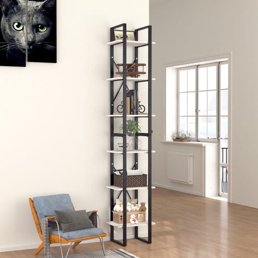 vidaXL 6-Tier Book Cabinet White 15.7"x11.8"x82.7" Engineered Wood-0