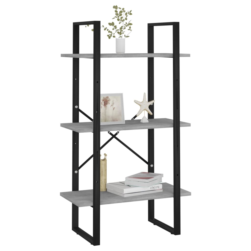 vidaXL Storage Shelf Concrete Gray 23.6"x11.8"x41.3" Engineered Wood-2