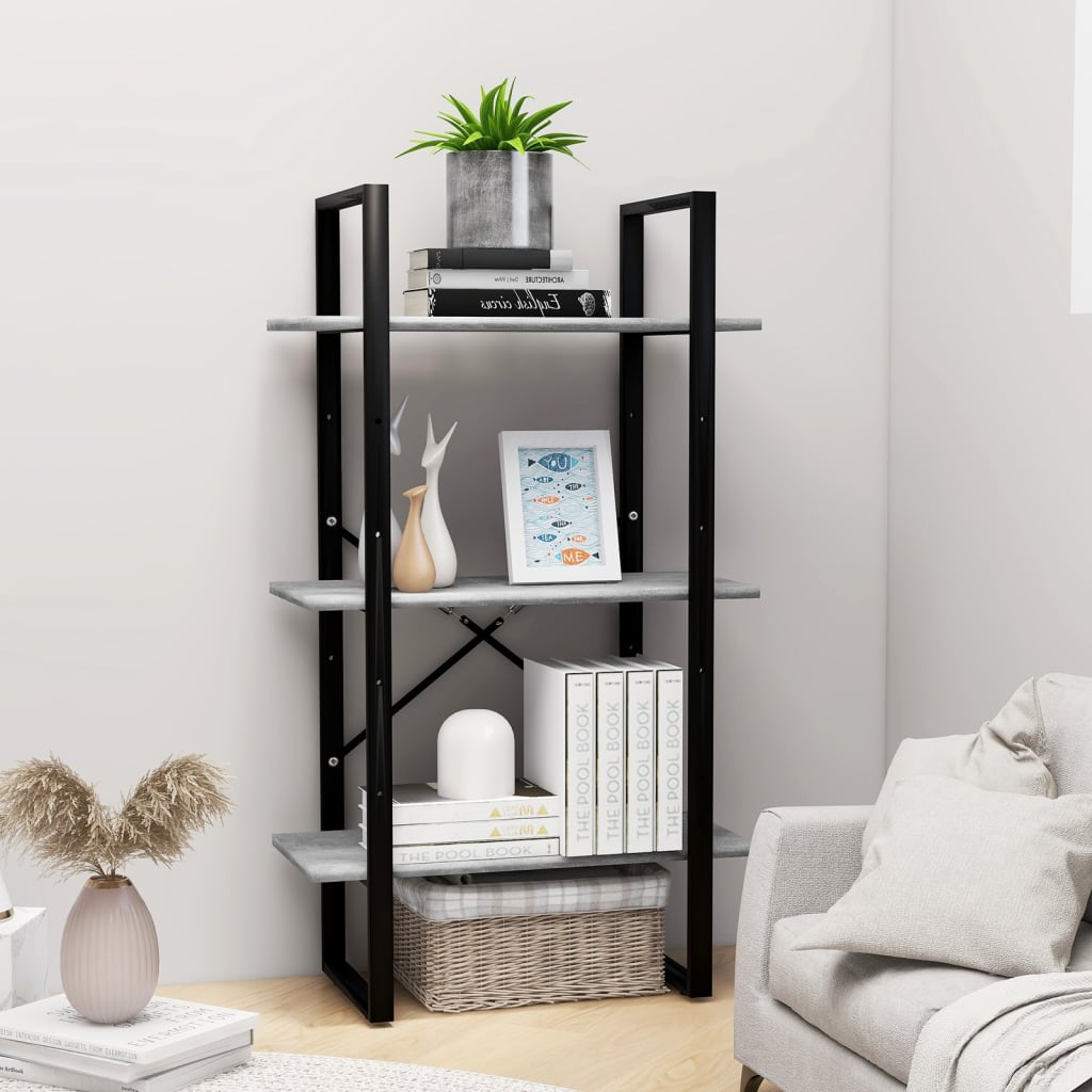 vidaXL Storage Shelf Concrete Gray 23.6"x11.8"x41.3" Engineered Wood-5