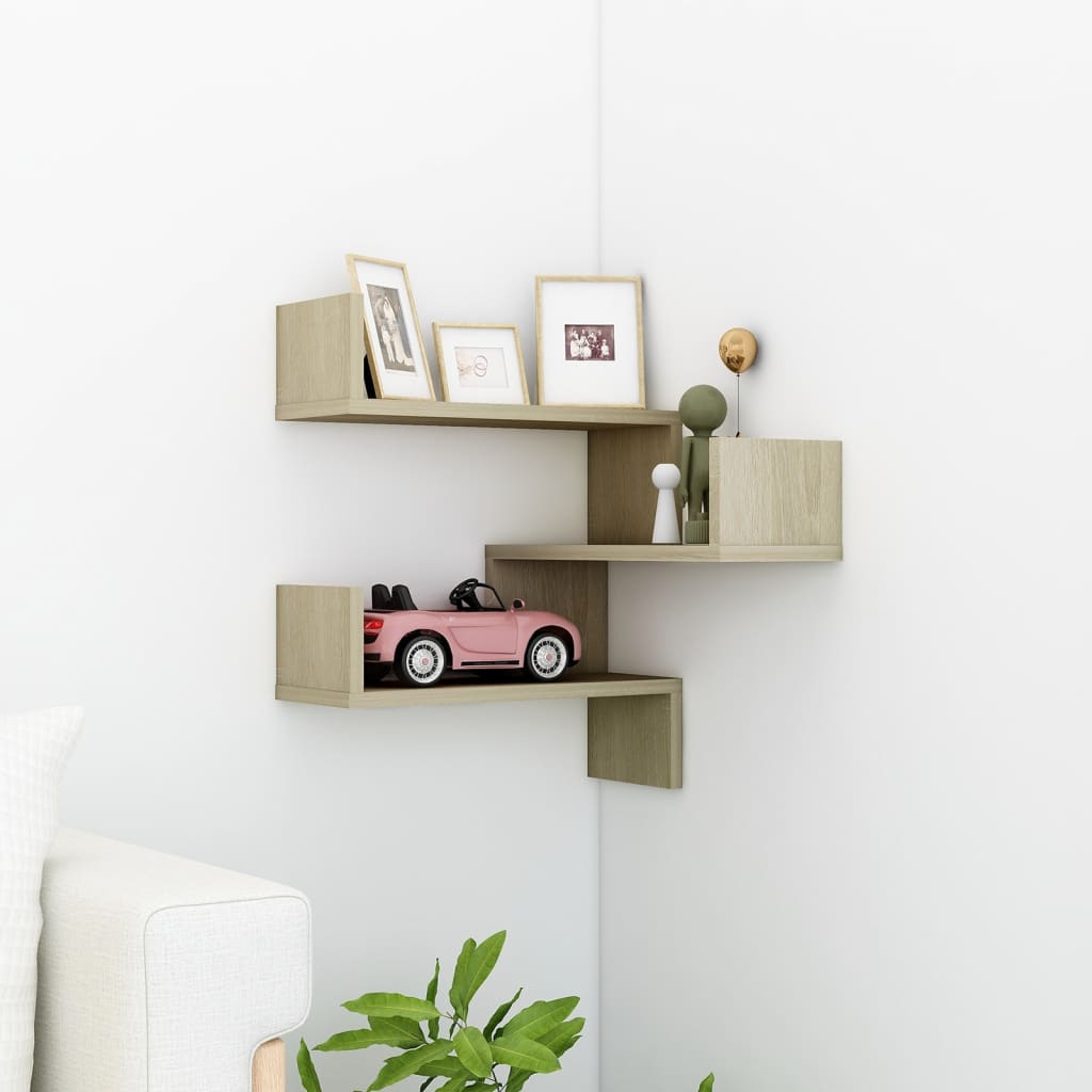 vidaXL Wall Corner Hanging Shelf Furniture for Living Room Engineered Wood-17
