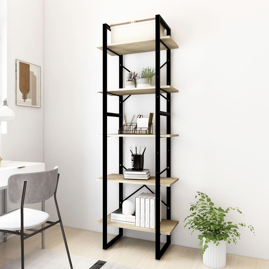vidaXL Bookshelf Bookcase Book Rack Standing Shelf Cabinet Engineered Wood-17