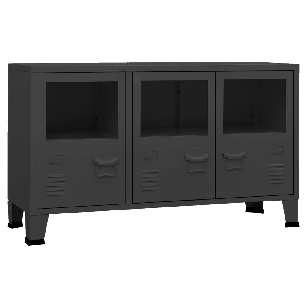 vidaXL Sideboard Industrial Storage Cabinet for Living Room Metal and Glass-4